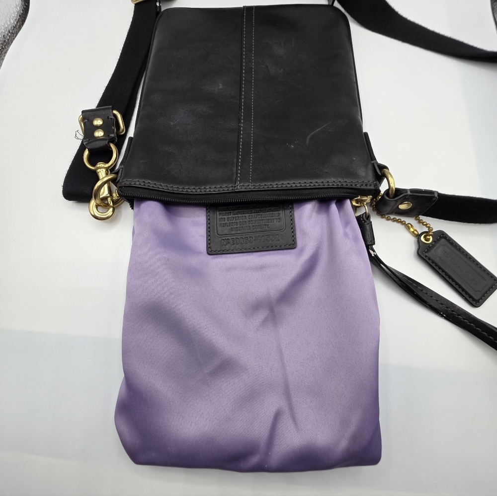 Vintage Coach Crossbody Bag Black Leather - Picture 16 of 16